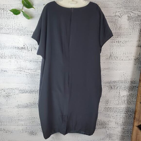 Vintage Spenser Jeremy Silk Black Dress Size 16W Lagenlook Minimalist Staple - Picture 5 of 7